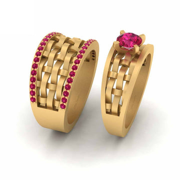 Mesh Couple Wedding Rings