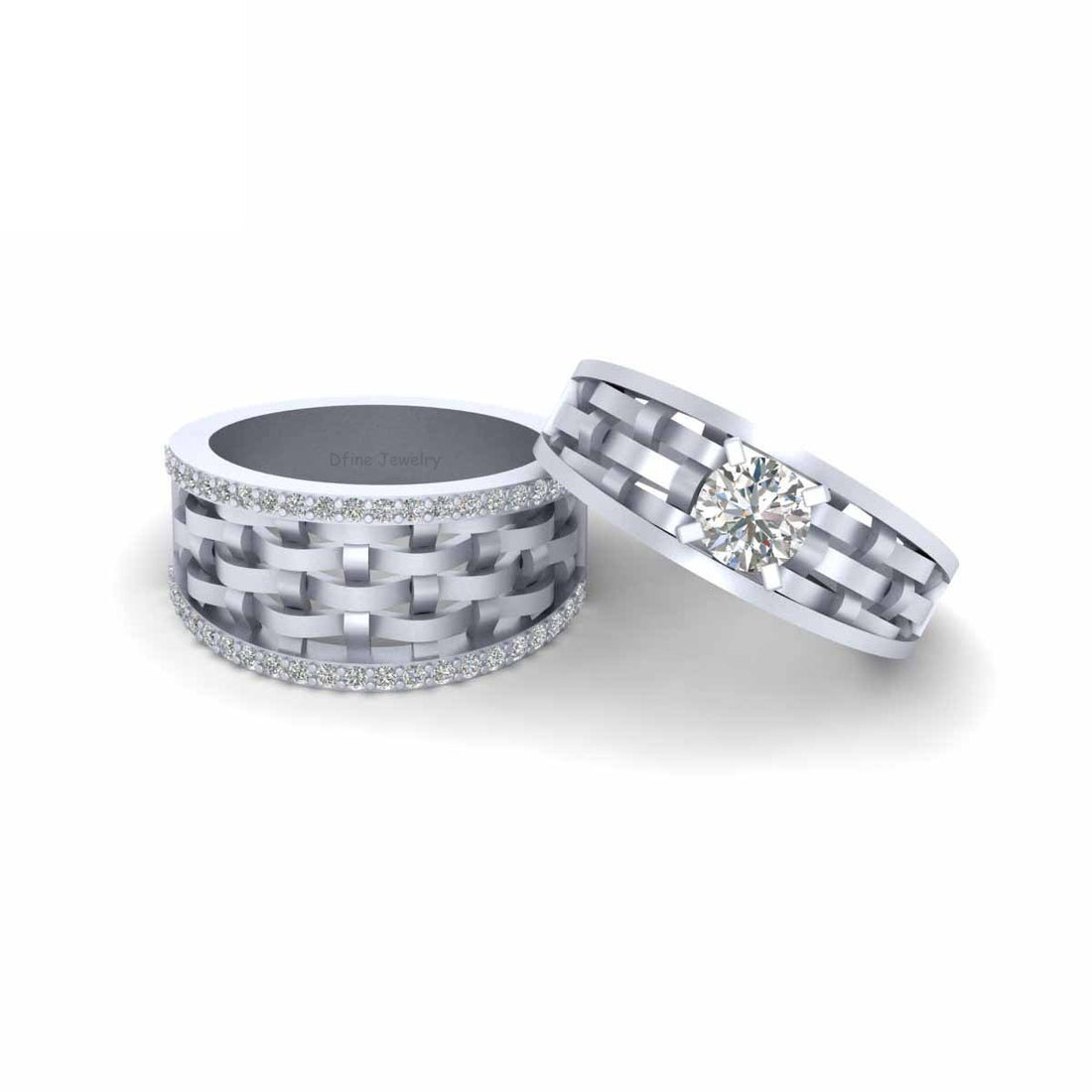 Diamond Mesh Wedding Rings