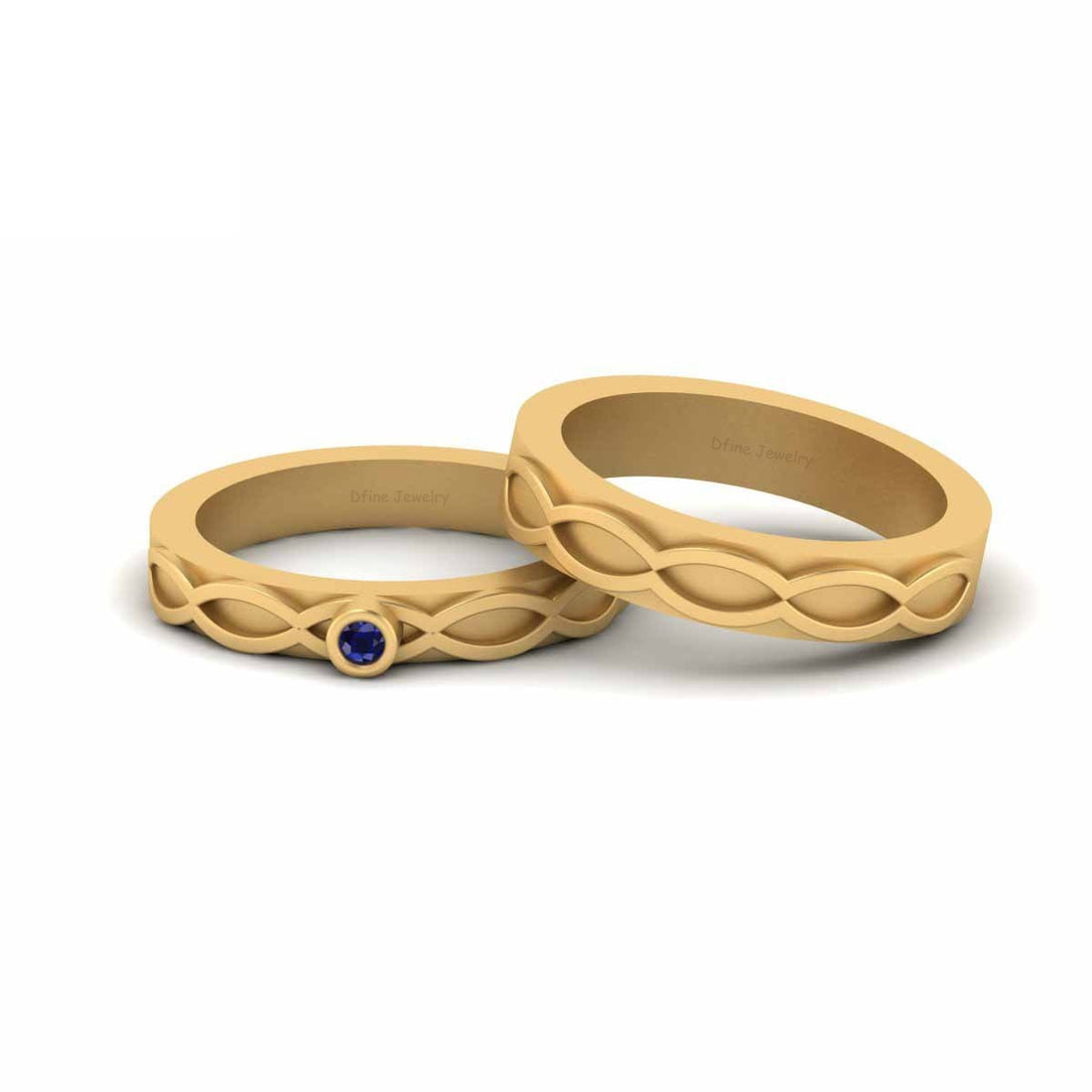 GOLD WEDDING BAND SET HIS AND HER