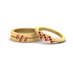 0.20TCW Ruby Matching Wedding Rings His and Her Couple Set