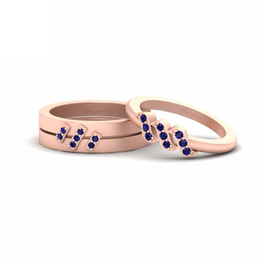 Sapphire Engagement Ring Band Set