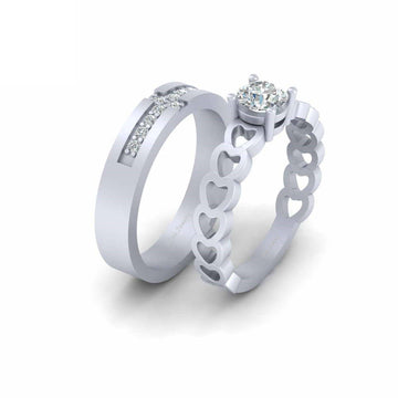 MOISSANITE HEART COUPLE RING SET