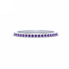 0.20TCW Amethyst Wedding Band Solid 925 Sterling Silver Eternity Band