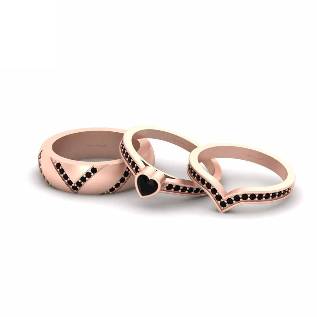 Heart Engagement Ring Set His and Hers