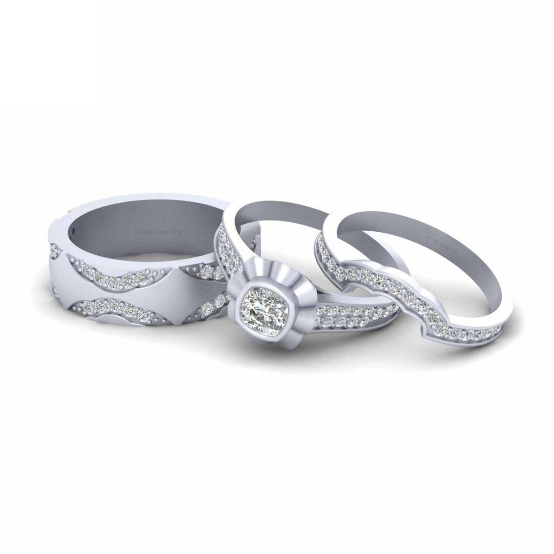 1.20TCW Diamond Wedding Rings Set