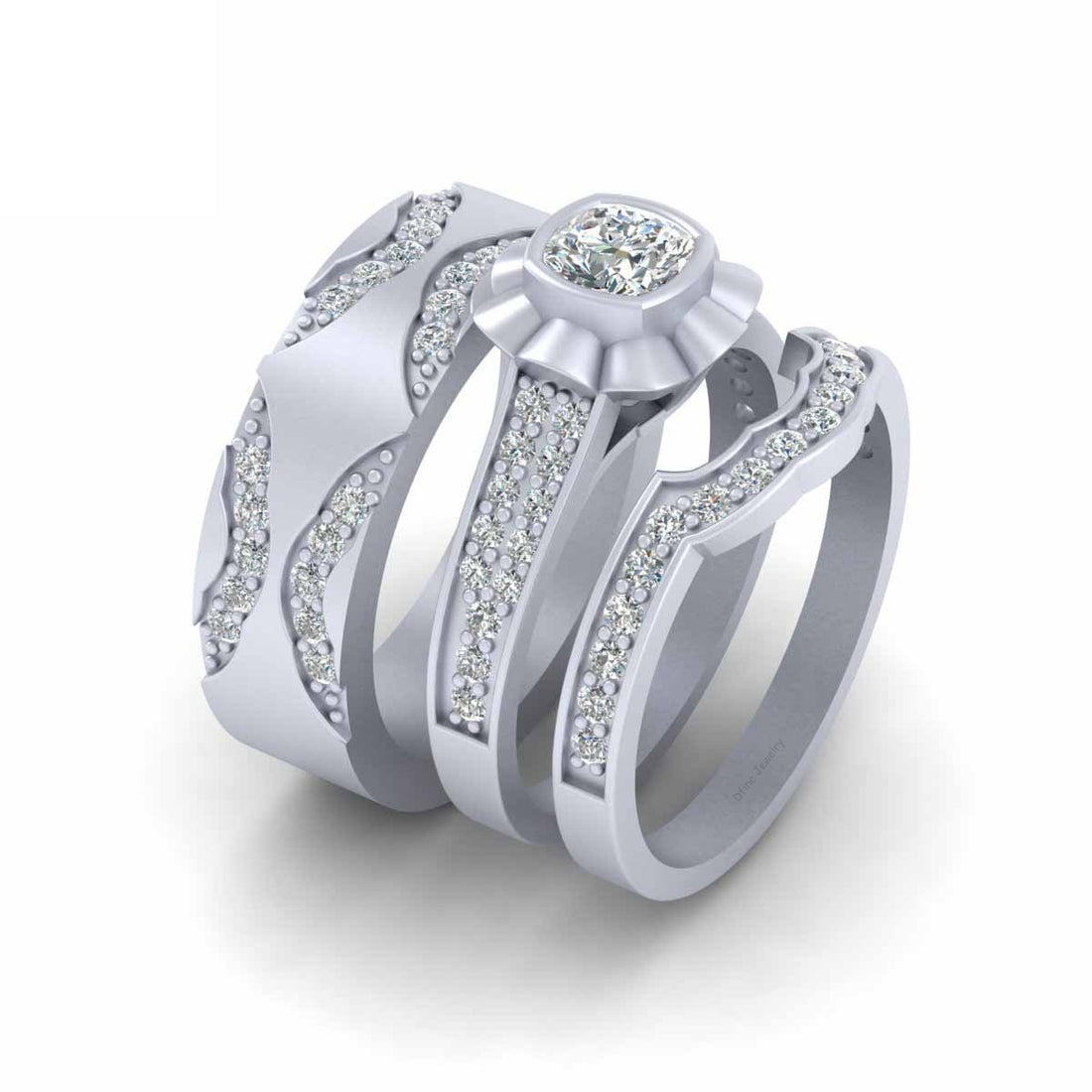 1.20TCW Diamond Wedding Rings Set