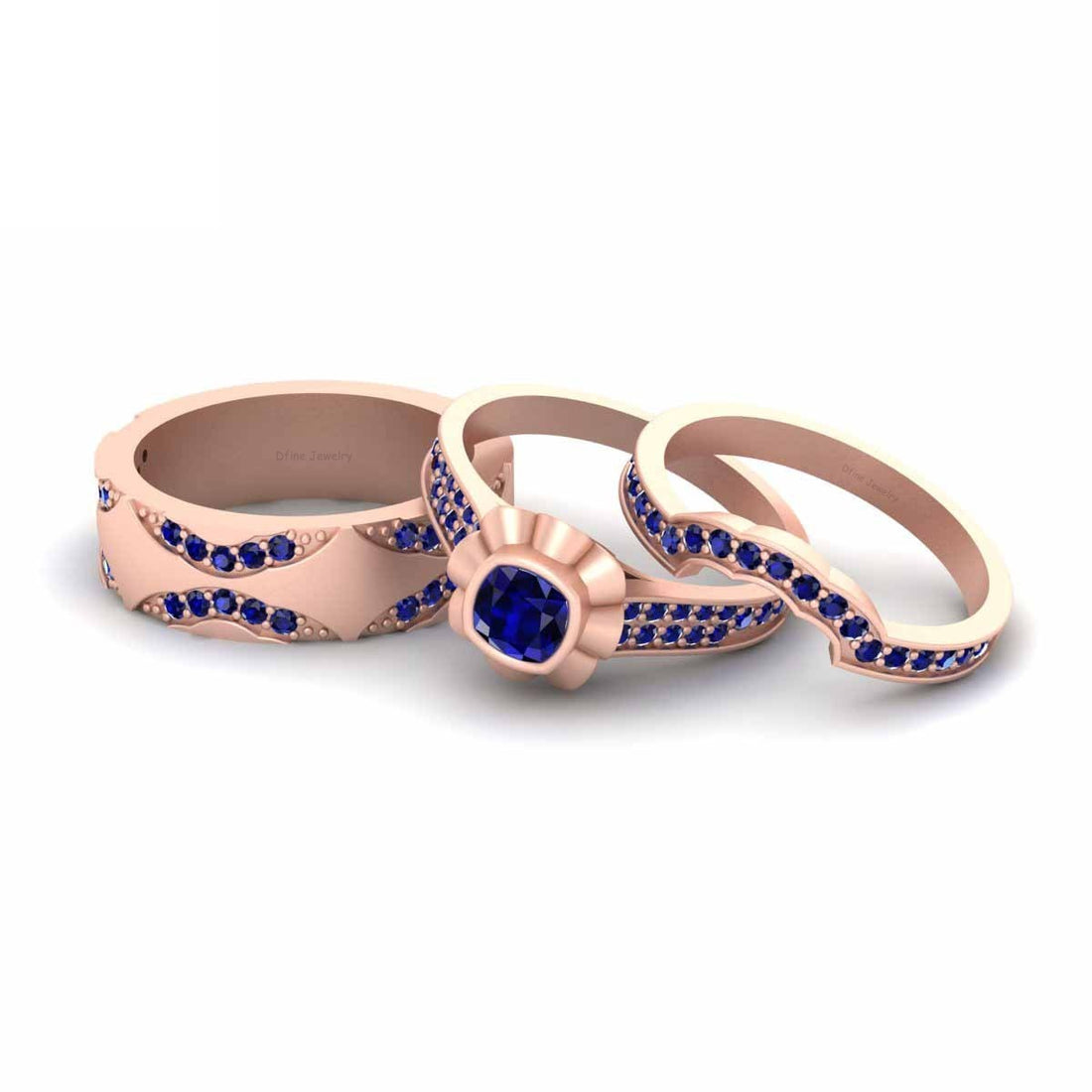 3 Piece Wedding Rings Set