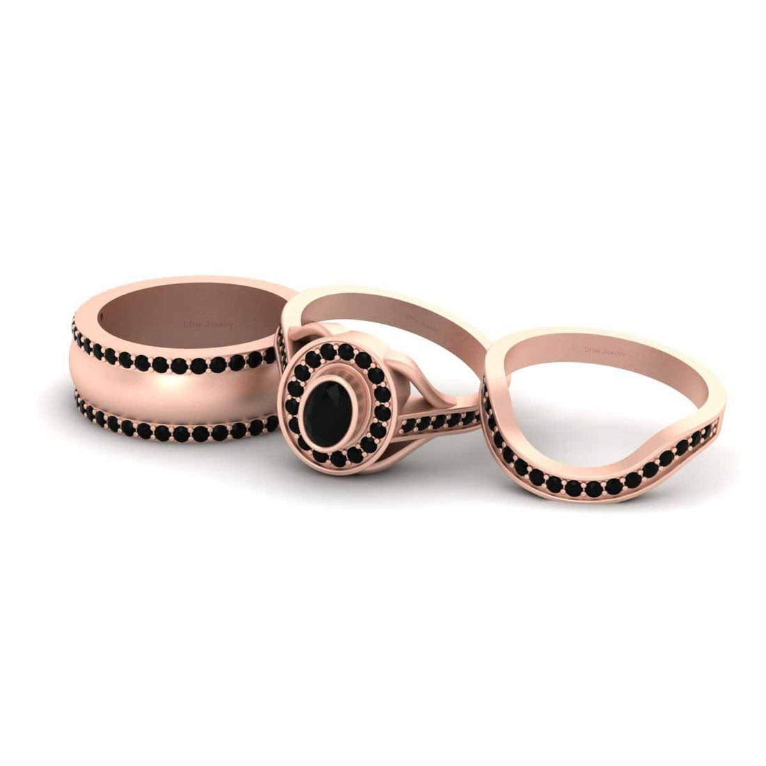 Black Onyx Wedding Rings Sets