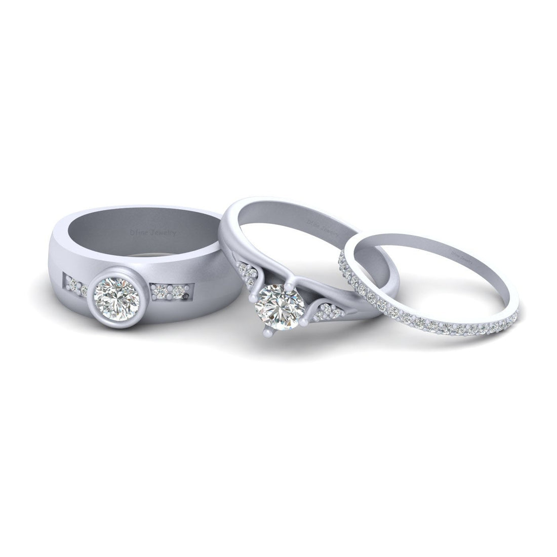 Solitaire Moissanite Wedding Ring Set