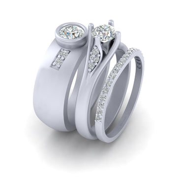 Solitaire Moissanite Wedding Ring Set