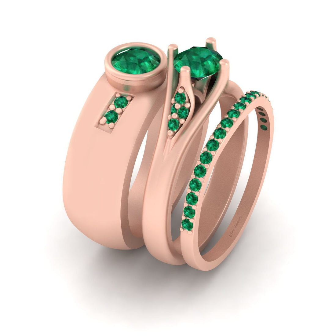 Trio Engagement Rings Set