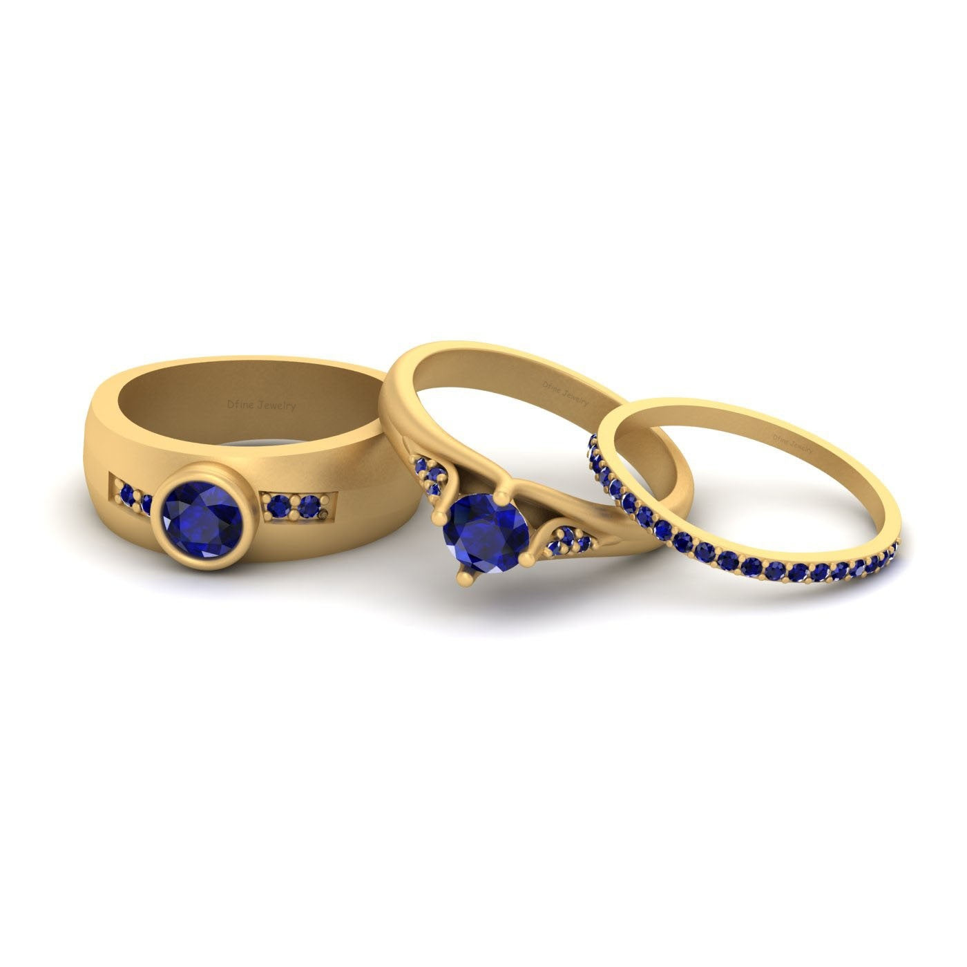 1.25TCW Sapphire Wedding Rings