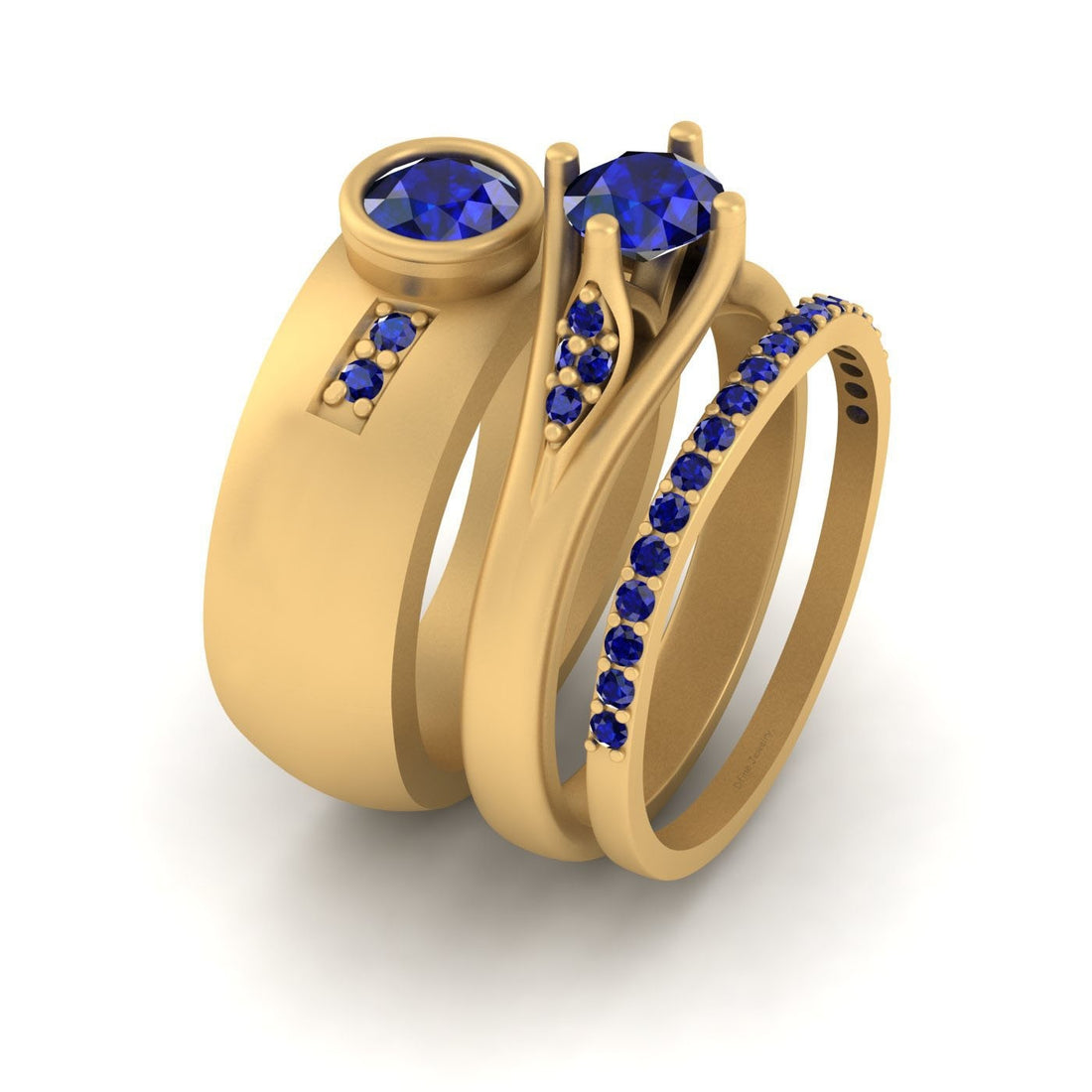 1.25TCW Sapphire Wedding Rings