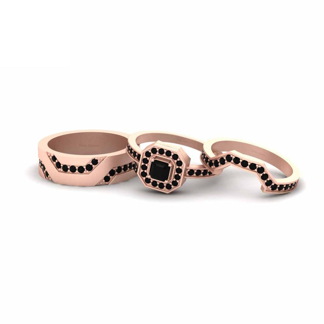 1.15TCW Onyx Engagement Ring Sets