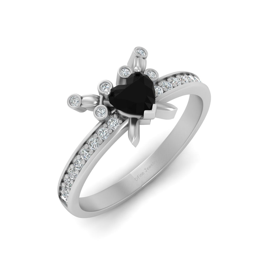 ONYX HEART ENGAGEMENT RING