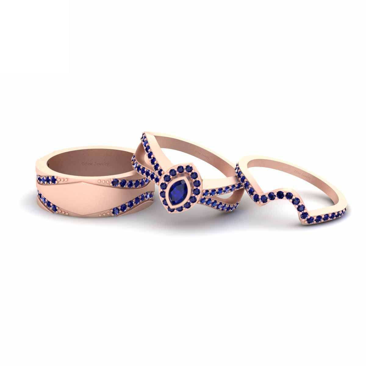 3 Piece Engagement Rings Set