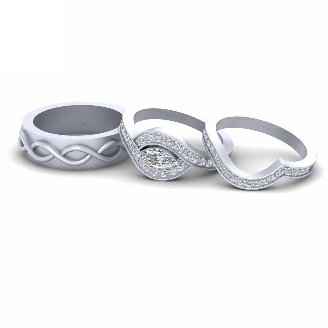 Marquise Diamond Wedding Ring Set