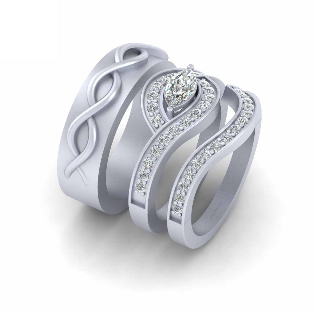 Marquise Diamond Wedding Ring Set