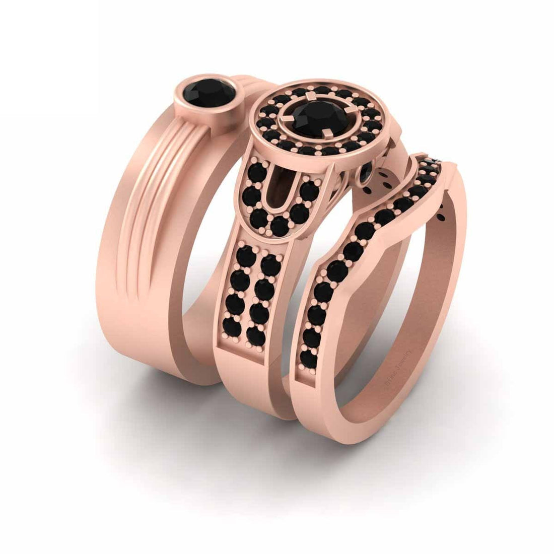 Onyx Matching Wedding Ring Set