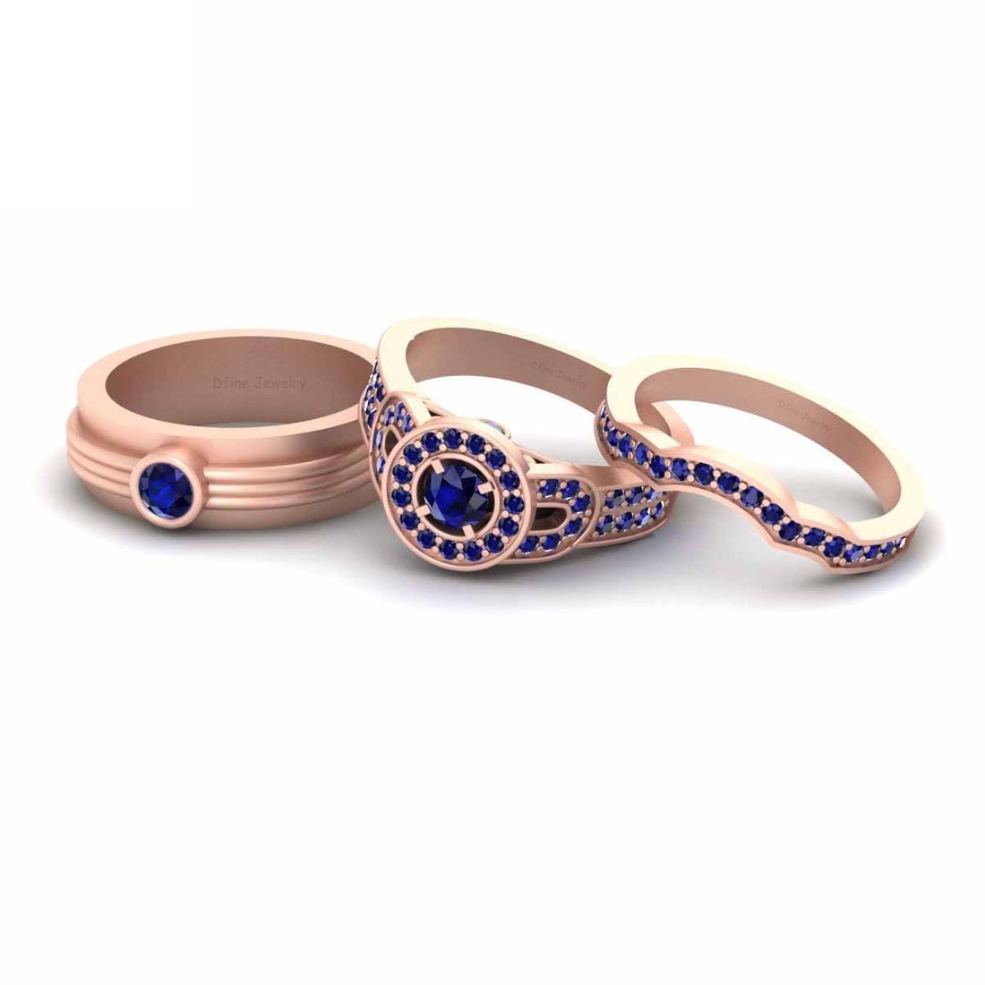 1.10TCW Sapphire Engagement Ring Set