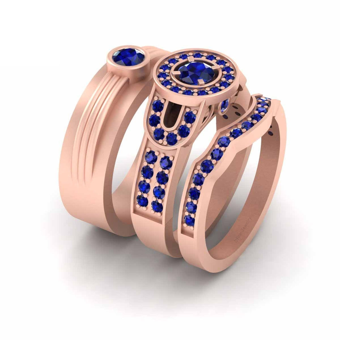 1.10TCW Sapphire Engagement Ring Set