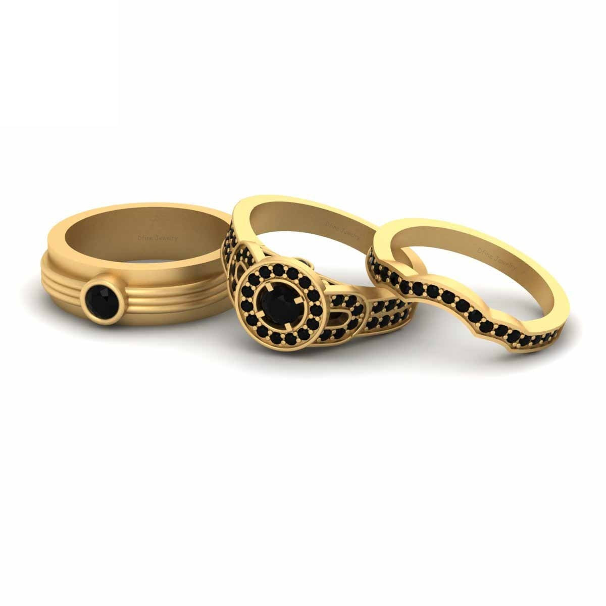 Onyx Matching Wedding Ring Set