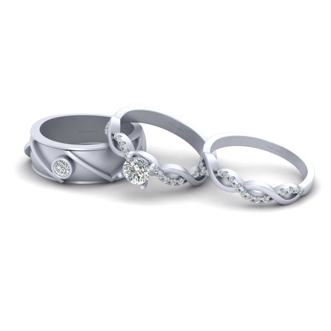 Moissanite Diamond Engagement Rings Set