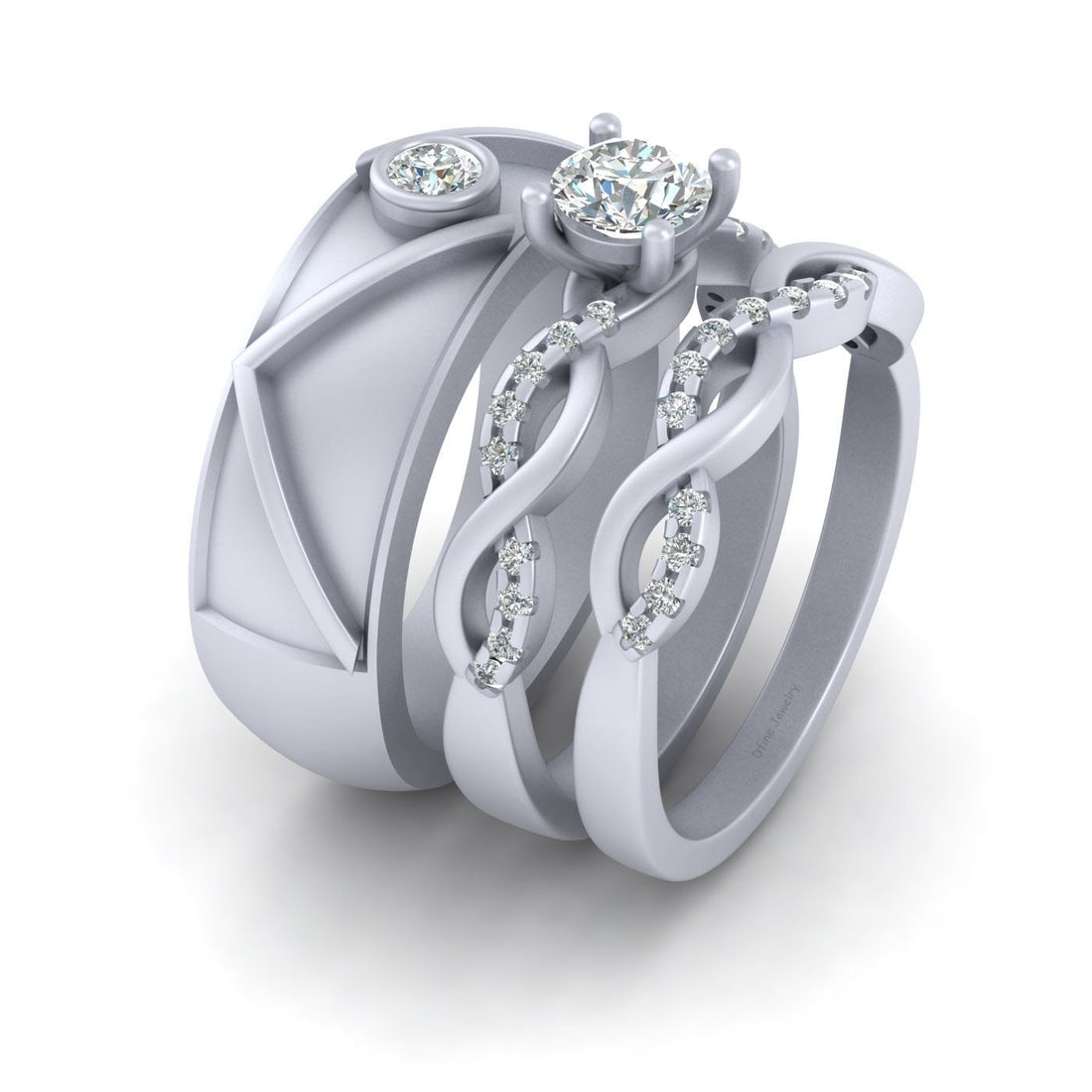 Moissanite Diamond Engagement Rings Set