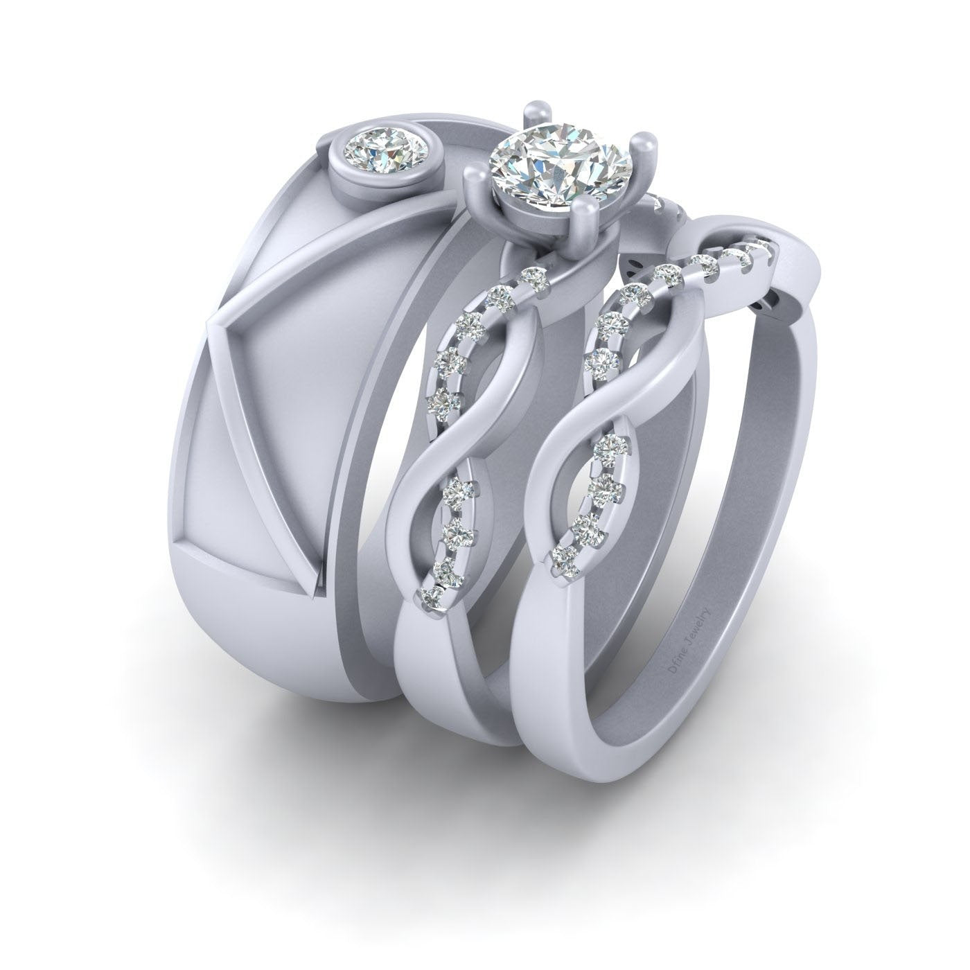 Moissanite Diamond Engagement Rings Set