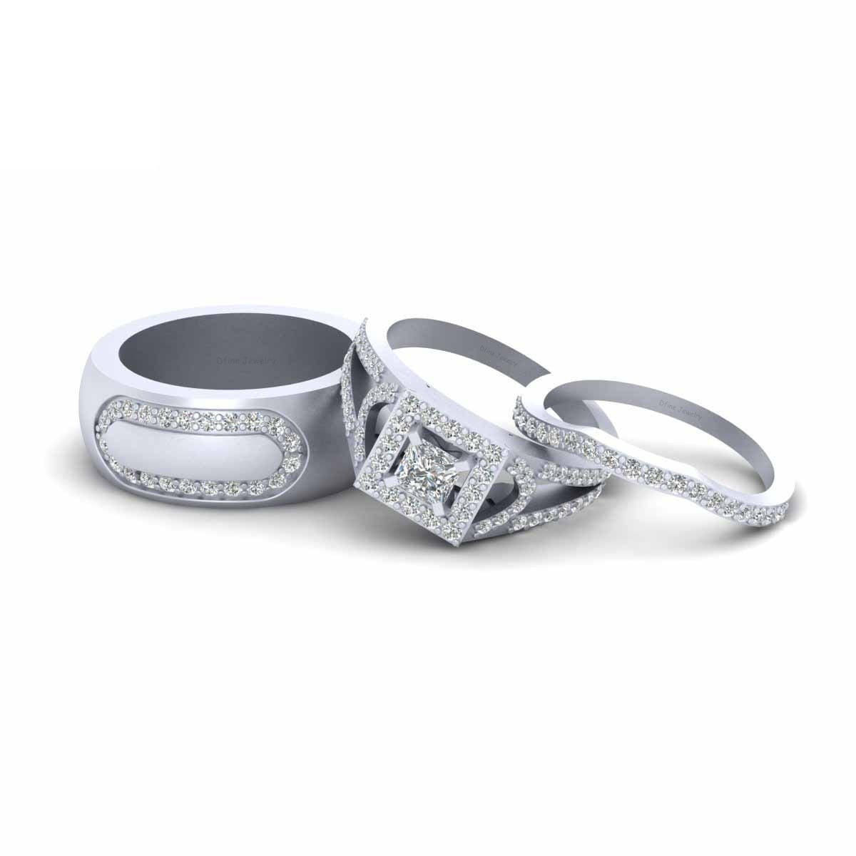 Princess Diamond Wedding Ring Sets