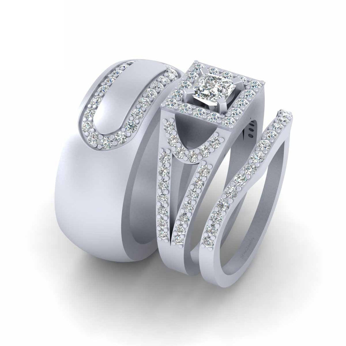 Princess Diamond Wedding Ring Sets