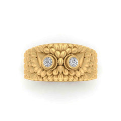 Diamond Eyes Owl Wedding Band For Mens Sterling Silver Owl Ring