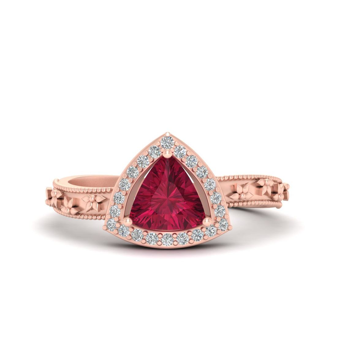 HALO RUBY ENGAGEMENT RING