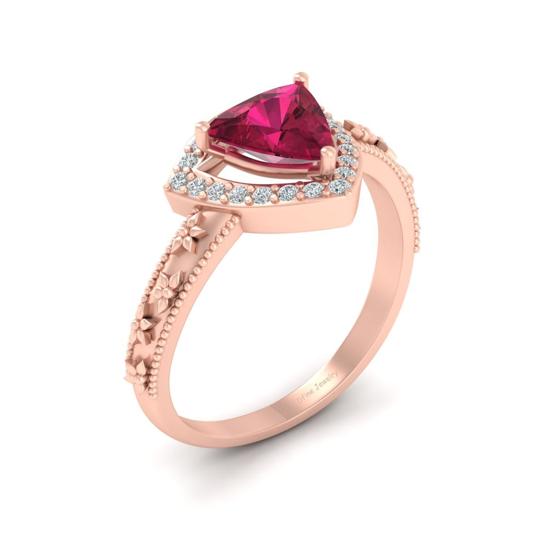 HALO RUBY ENGAGEMENT RING