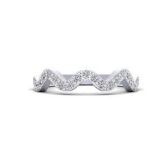 Wavy Thin Wedding Band 0.35cttw Diamond Promise Ring Sterling Silver