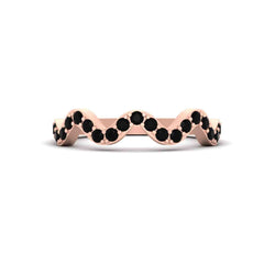 Rose Gold Engagement Ring Band Black Diamond Wavy Promise Ring