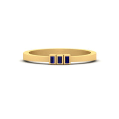 Baguette Shape Sapphire Blue Engagement Ring 3 Stone Promise Ring