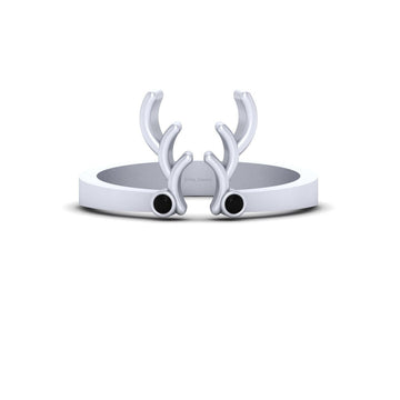 SILVER ANTLER HORN RING