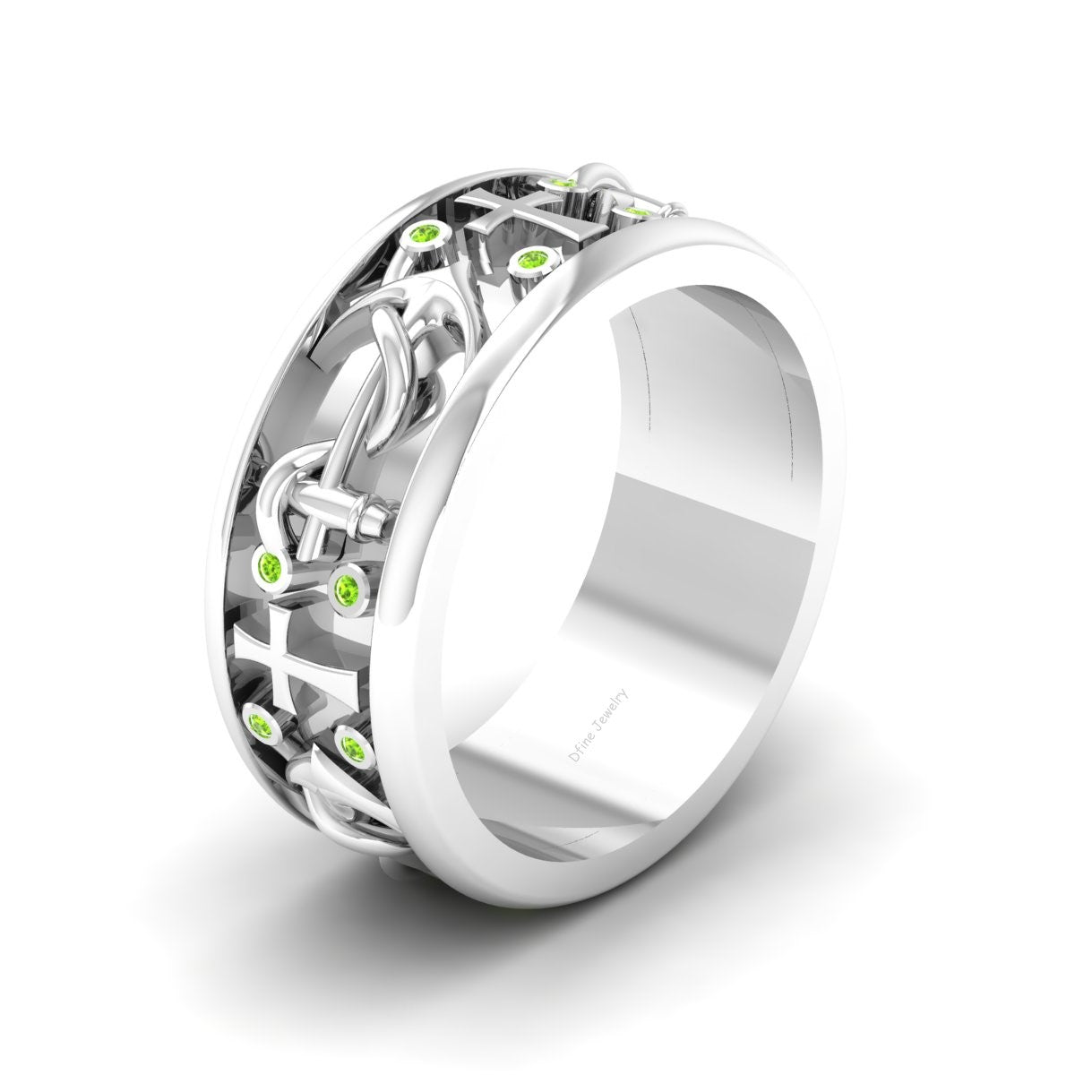 Anchor Cross Wedding Band