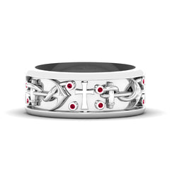 Christian Holy Cross and Anchor Band Mens Wedding Band Gold
