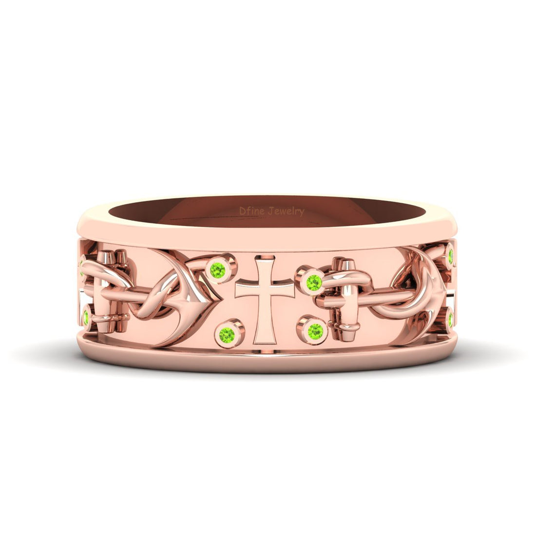 Anchor Cross Wedding Band