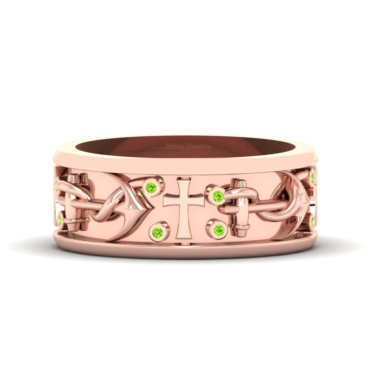 Anchor Cross Wedding Band