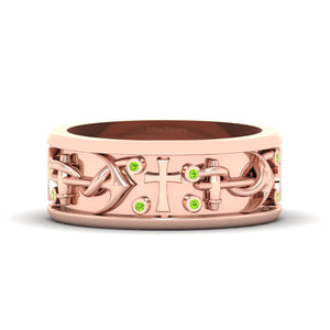 Anchor Cross Wedding Band For Men Nautical Catholic Holy Cross