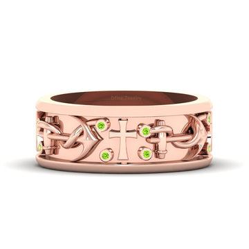 Anchor Cross Wedding Band