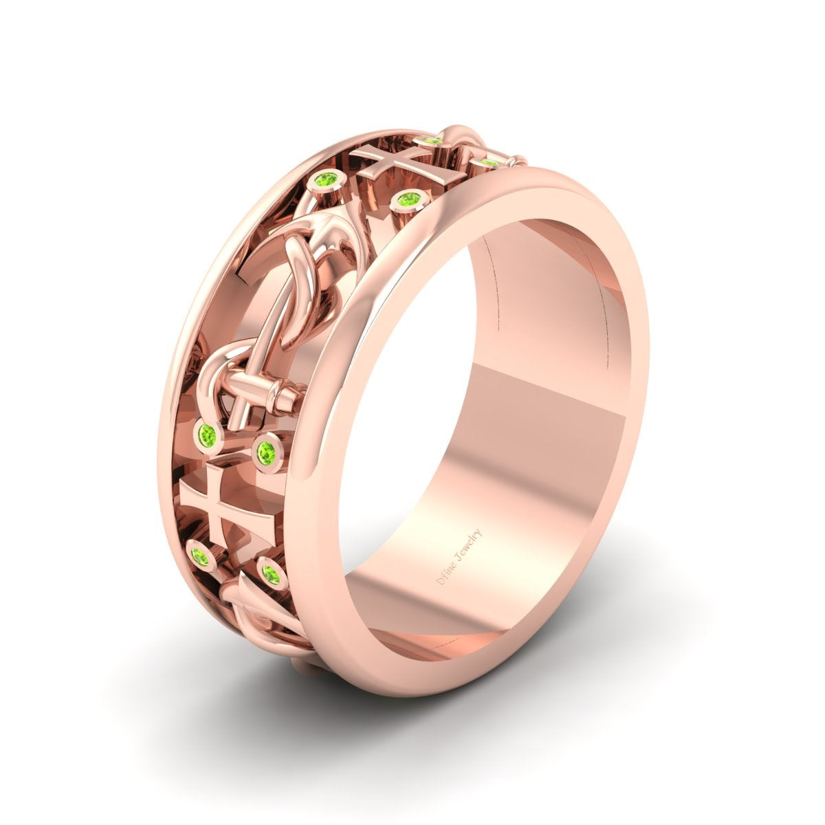Anchor Cross Wedding Band
