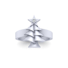 Diamond Christmas Star Ring Sterling Silver Christmas Ring Xmas Jewelry