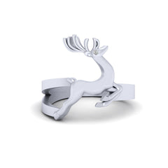 Santa's Reindeer Ring Silver Christmas Reindeer Ring Xmas Jewelry