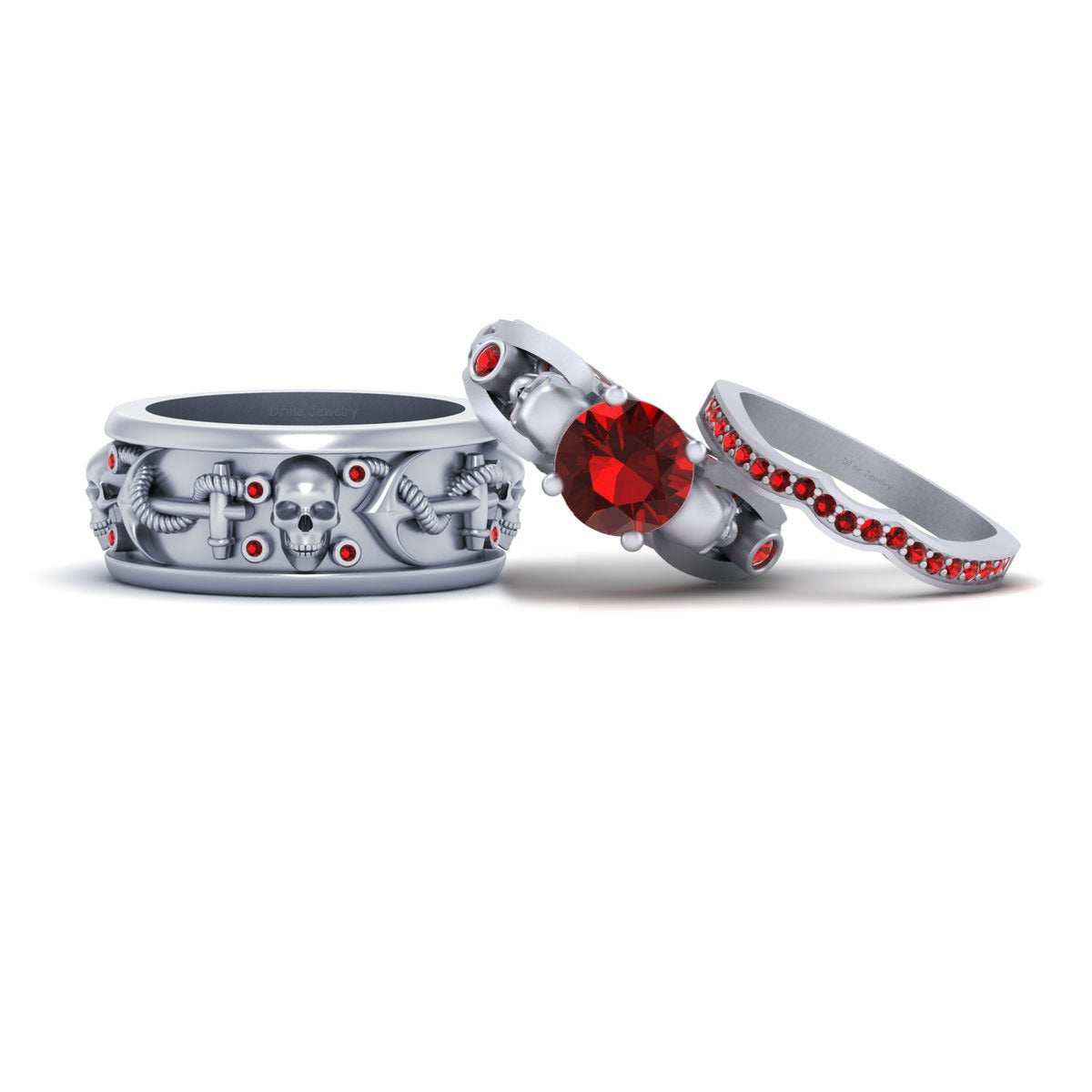 Skull Anchor Wedding Ring Set