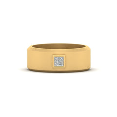 Princess Cut Solitaire Diamond Wedding Band For Men's Ring Silver