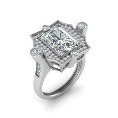 Emerald Diamond Engagement Ring Cocktail Wedding Ring For Her